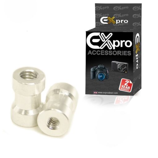 Ex-Pro 1/4''-20TPI Thread & 3/8'' Female Thread Adapter for Light Stand, Tripod, Flash Holder & Ballhead [2 Pack]