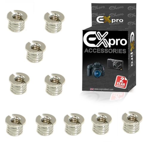 Ex-Pro 1/4'' to 3/8'' Threaded Nuts for Tripod, Light Stands and Digital SLR [10 Pack]