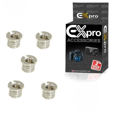 Ex-Pro 1/4'' to 3/8'' Threaded Nuts for Tripod, Light Stands and Digital SLR [5 Pack]
