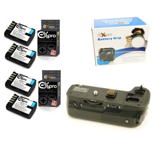 Ex-Pro® Power Grip Panasonic DMW-BGGH3 VALUE KIT with 4 x DMW-BLF19E Ex-Pro Battery Decoded Lithium Battery