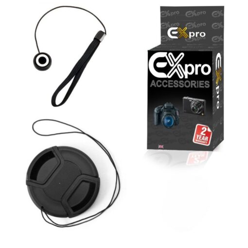 Ex-Pro 52mm Snap-on / Clip on Pinch Lens Cap with Keeper Holder [Elasticated]