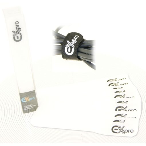 Ex-Pro® Reusable Velcro Hook & Loop Self-Gripping Cable Ties 150mm x 20mm - 10 Pack White