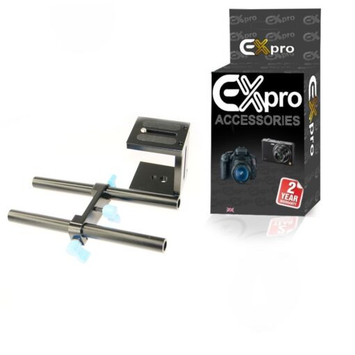 Ex-Pro® DSLR Rail System 15mm/280mm Rod Rig support with adjustable mount plate 1/4" & 3/8"