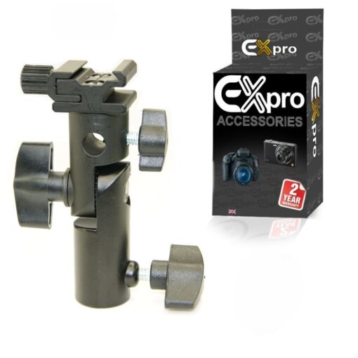Ex-Pro Multi-Function Metal Cold Shoe Umbrella mount for light stand / Tripod - Multi tilt angle with ratchet design 1/4" and 3/8"...