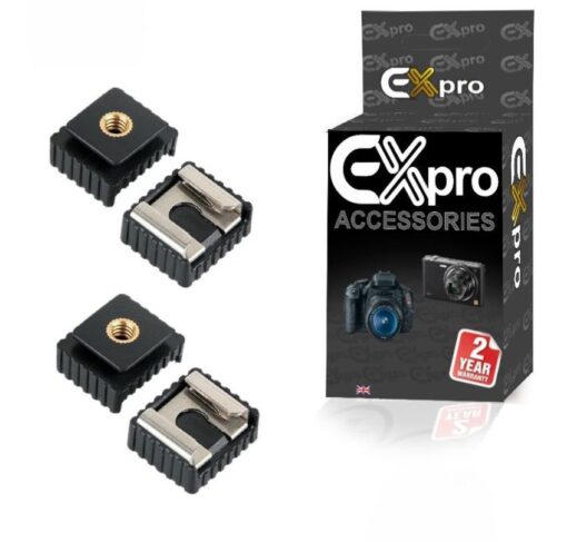 Ex-Pro Flash Hot Shoe Mount Adapter to 1/4" Thread for Studio Light Stand Tripod [Pack of 2]