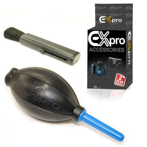 Ex-Pro Ultra Fine Photographic Goat Hair retractable cleaning brush, with Ex-Pro Air Blower