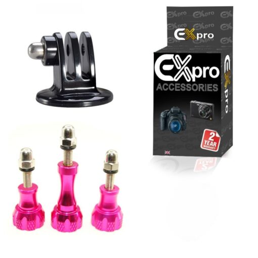 Ex-Pro® GoPro HD Hero3+ Hero3 Hero2 Tripod Mount Adapter with Camera Screw Set - CNC Aluminum Stainless Steel Bolt Nut Screw - Pin...