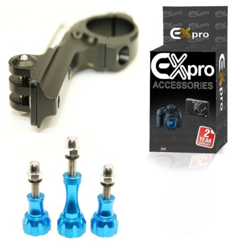 Ex-Pro® Bike Motorcycle Bicycle Aluminium below Handlebar mount adapter for Gopro HD Hero3+ Hero3 Hero2 with Screw Mount set - Bla...