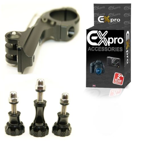 Ex-Pro® Bike Motorcycle Bicycle Aluminium below Handlebar mount adapter for Gopro HD Hero3+ Hero3 Hero2 with Screw Mount set - Bla...