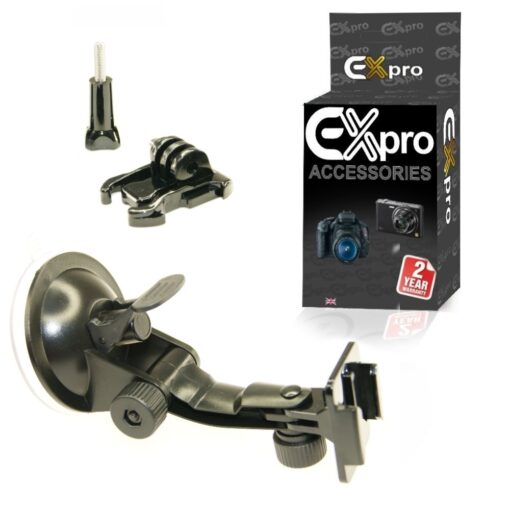 Ex-Pro® GoPro Adjustable Angle Suction Cup Camera Mount with Quick release mount and screw for GoPro Hero HD, 2, 3, 3+ & 4