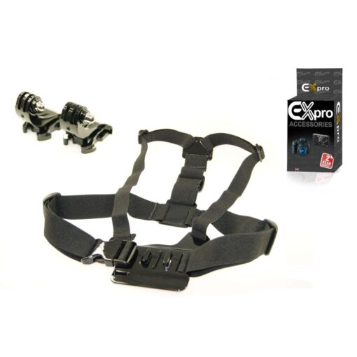 Ex-Pro® GoPro ECH2A+ Adjustable Chest Mount Harness with 2 x Angle Quick release mounts for GoPro Hero HD, 2, 3, 3+ & 4