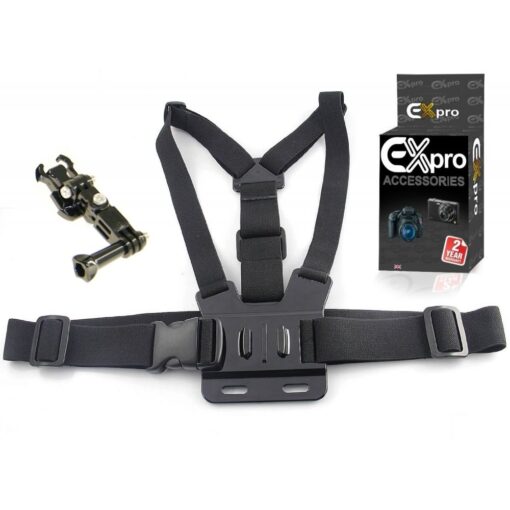 Ex-Pro® GoPro ECH1 Adjustable Chest Mount Harness with 3-Way Pivot Arm for GoPro Hero HD, 2, 3, 3+ & 4