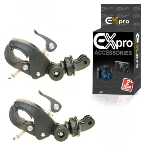Ex-Pro® GoPro Clamp Crab Mount with 1/4" thread mount & GoPro Lateral mount for GoPro Hero, 2 HD, 3, 3+, 4 & Digital Cameras [Pack...