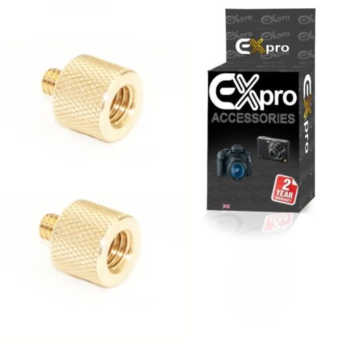 Ex-Pro® 3/8" inch Female to 1/4" 20 inch Brass Male Tripod Thread Adapter Reducer  - Pack of 2