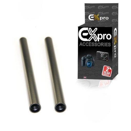 Ex-Pro® 15mm Rail Rod Black Aluminium Alloy 15cm 6" - Pack of 2