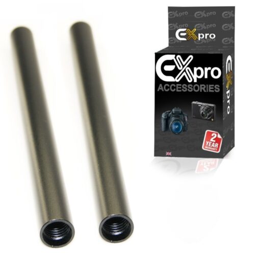 Ex-Pro® 15mm Rail Rod Rig Black Aluminium Alloy 30cm 12" - Pack of 2