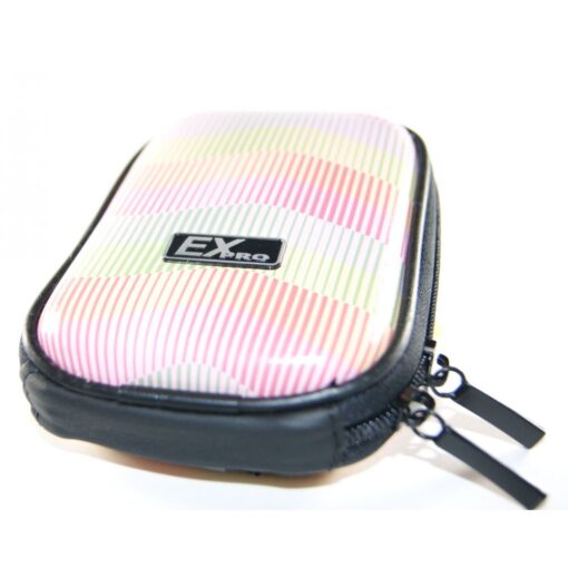 Ex-Pro® Expression Collection -  Rainbow Lines White - Hard Clam Shock proof Digital Camera Case Bag (Cameras upto 95mm x 65mm x 2...