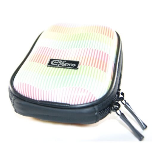 Ex-Pro® Expression Collection -  Rainbow Lines Pink - Hard Clam Shock proof Digital Camera Case Bag (Cameras upto 95mm x 65mm x 25...