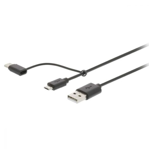 Nedis 2-in-1 Sync and Charge Cable | USB A Male - USB Micro B / Type-C Male | 1.0 m | Black