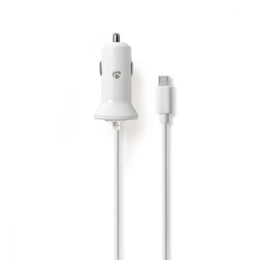Nedis Car Charger | 2.4 A | Fixed cable | Micro USB | White