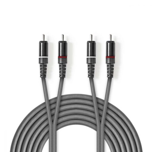 Stereo Audio Cable | 2x RCA Male - 2x RCA Male | 1.5 m | Grey