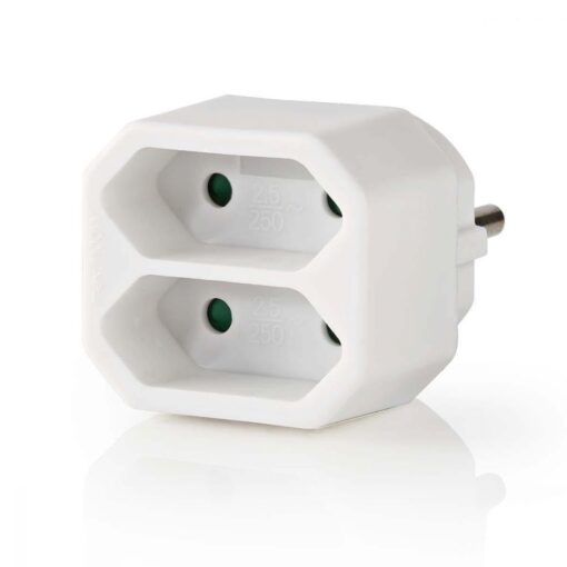 Euro Plug Socket Schuko CEE 7/17 Power Mains Socket Splitter 2Way CEE 7/16 White