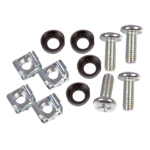 PULSE M6 Rack Fixings, Cage Nut, Screw and Washer - Pack of 4