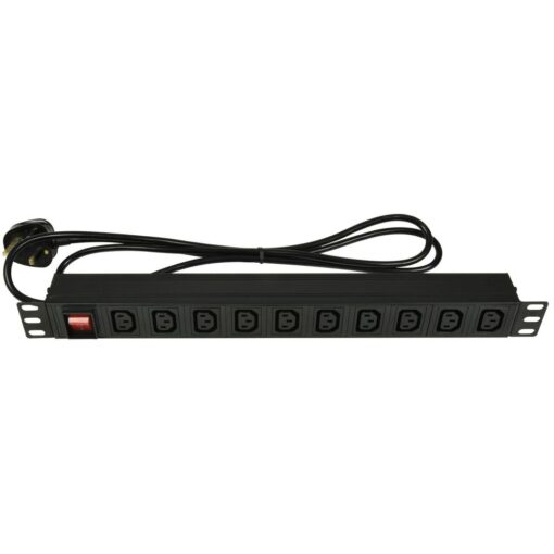 10Way Horizontal IEC C13 Switched PDU 19-Inch 1U Standardised Power Distribution Unit 1.8m