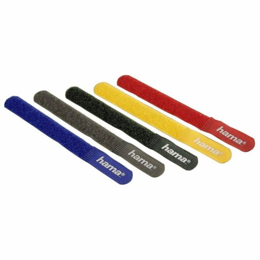 Hama Hook and Loop 180mm Cable Ties Straps - 5 Coloured