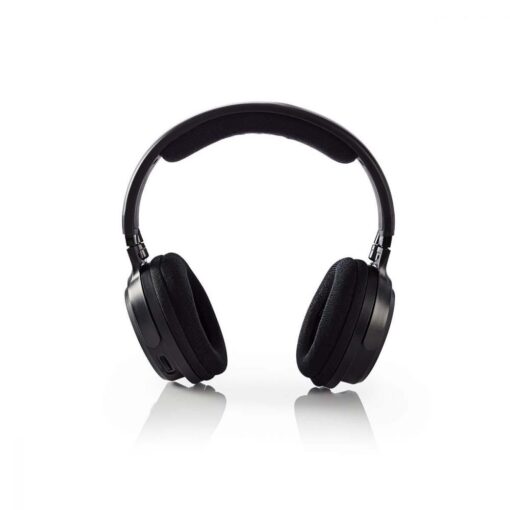 Wireless TV Headphones, 2.4GHz RF Digital Rechargeable Over-Ear Earphones, 100m Distance Transmitter, Black