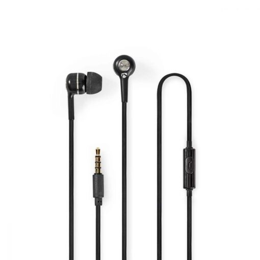 Nedis Wired Headphones | 1.2m Round Cable | In-Ear | Built-in Microphone | Black