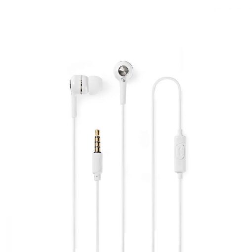 Nedis Wired Headphones | 1.2m Round Cable | In-Ear | Built-in Microphone | White