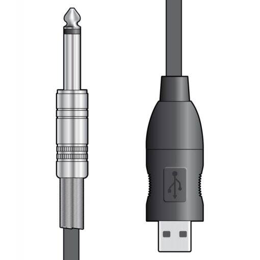 Chord Guitar 6.35mm Male Mono Jack Plug to PC USB Converter Lead 3m