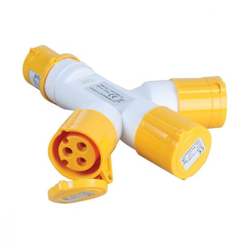 3 Way Splitter 16A 110V 3 Pin IP44 2P+E Plug Connector Socket for Industrial Work Construction Building Site