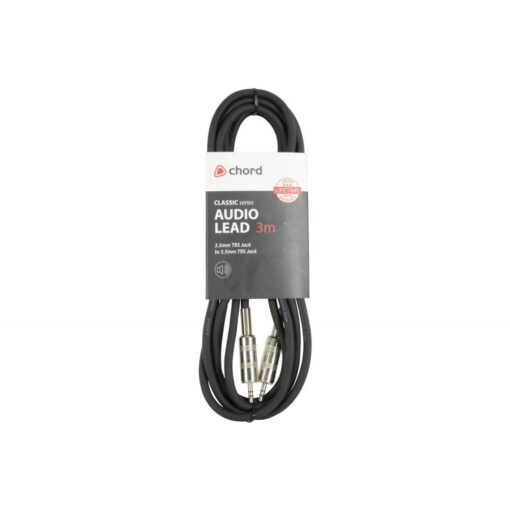 3m Chord Classic Audio Leads 3.5mm TRS Jack Plug to 3.5mm TRS Jack Plug