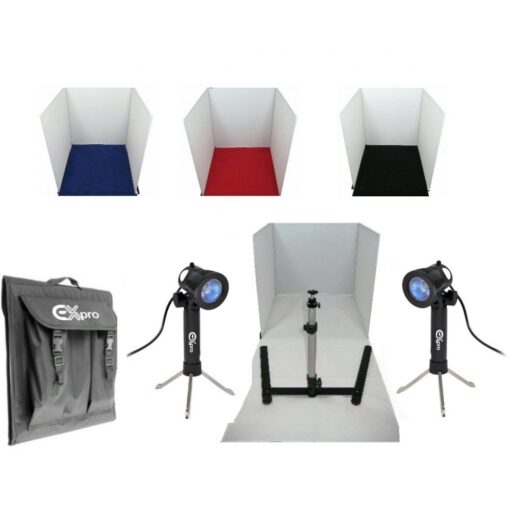 Ex-Pro® SMLED Product Photo Soft Box Cube studio set - 24" x 24" / 60cm x 60cm, 2 x Daylight Lamps & Case
