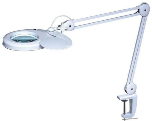 Magnifying  LED Desk Lamp, Illuminated 1.75x Magnifier Table Light with Clamp, Adjustable Swivel Arm, and 3 Diopter 12.7cm Diamete...