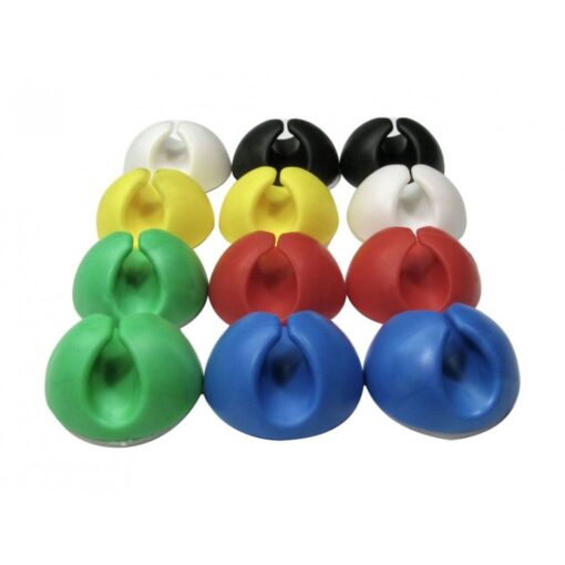12 Pack Double Cable Desk Tidy Clips, Self Adhesive Cord Holder Clips for USB Power Wire PC Office Home, Multicolour
