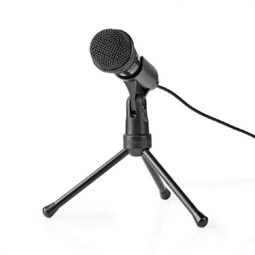 3.5mm Microphone, Wired Condenser Mic with On/Off Button and Adjustable Tripod Stand, Plug and Play, for Voice Call Podcast Stream...