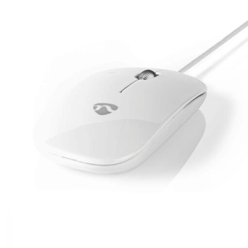 Ultra Thin Slim USB Optical Wired Mouse for PC Laptop Windows Mac White