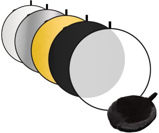 5 in 1 Portable Reflector Diffuser 32" 80cm Multi Camera Lighting with Carrying Case for Photo Studio