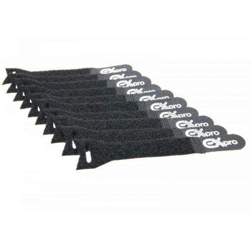 Ex-Pro Branded Velcro Cable PULL LOOPED Ties 20x150mm - 10 Pack Black