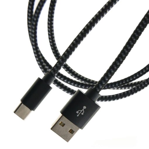 USB C Cable, 3A Fast Charger, 480Mbps Data Transfer, Nylon Braided - 1m, Black