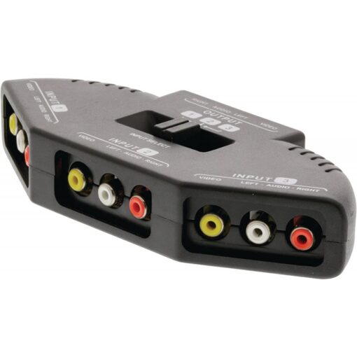3-Port AV Switch 3 Port AV RCA Composite 3x RCA (RWY) Input to 3x RCA Output - Black