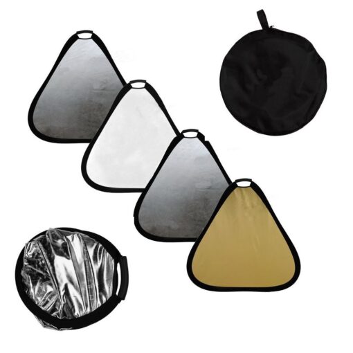 5 in 1 Portable Triangle 80cm Multi Camera Lighting Reflector Diffuser with Grip and Carrying Case for Photo Studio