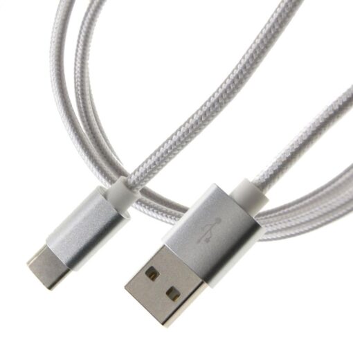 USB C Cable, 3A Fast Charger, 480Mbps Data Transfer, Nylon Braided - 2m, White