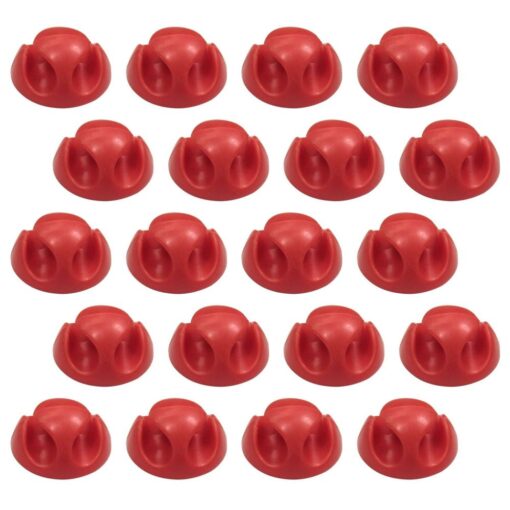 20 Pack Double Cable Desk Tidy Clips, Self Adhesive Cord Holder Clips for USB Power Wire PC Office Home, Red