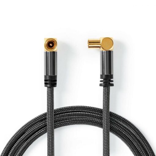 5m Braided Right Angle Angled RF TV Aerial Cable Lead Male to Female Coaxial