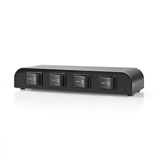 4 Way Speaker Switcher Selector Box with Terminal Screw Clamp Connectors 200W Switchable, Black