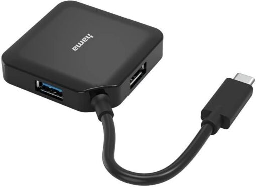 Hama Mini 3/4 USB-C hub Port splitter 1 to 4 USB-A - Black